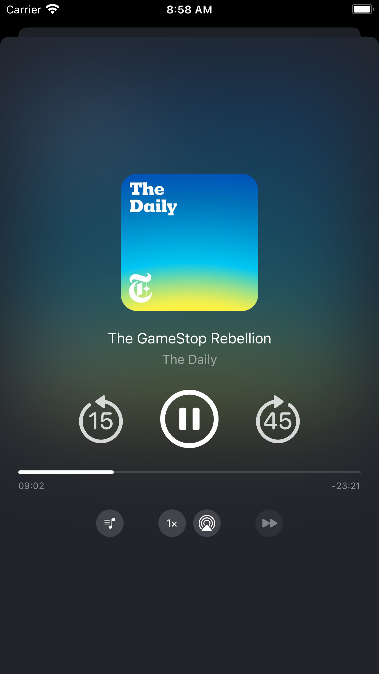 Screenshot of Now Playing view
